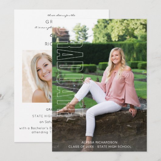 Ankündigung von zwei Foto-Fun-Typ-Graduate (Vorne/Hinten)