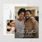 Ankündigung von zwei Fotos Verlobung Postkarte (Vorne/Hinten)