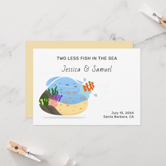 Ankündigung von zwei weniger Fischen in der Verlo (Vorderseite/Rückseite Beispiel)