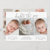 Ankündigung von Zwillingsgeburten mit mehreren Fot (Vorne/Hinten)