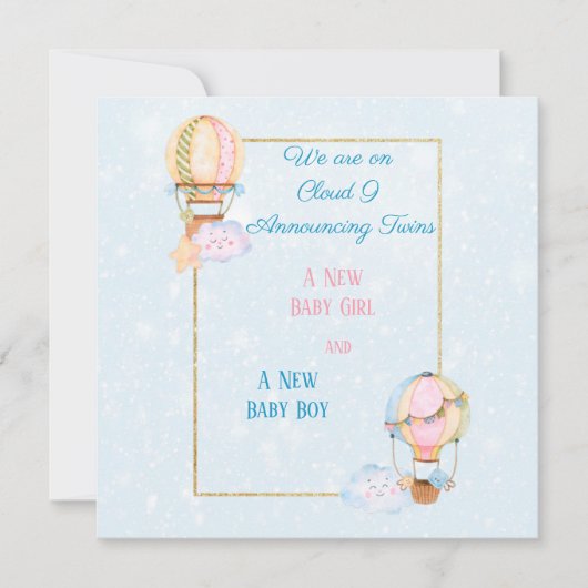 Ankündigung von Zwillingsmädchen (Vorderseite)