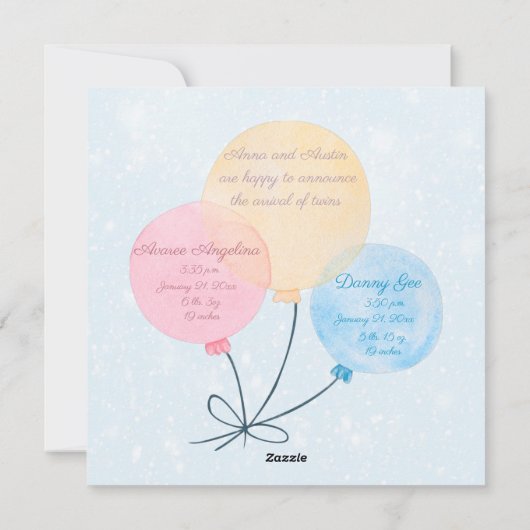 Ankündigung von Zwillingsmädchen (Rückseite)