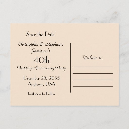 Ankündigung zum 40. Hochzeitstag rett (Rückseite)