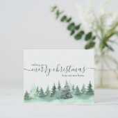 Ankündigung zum einfachen Winterwaldurlaub Postkarte (Stehend Vorderseite)