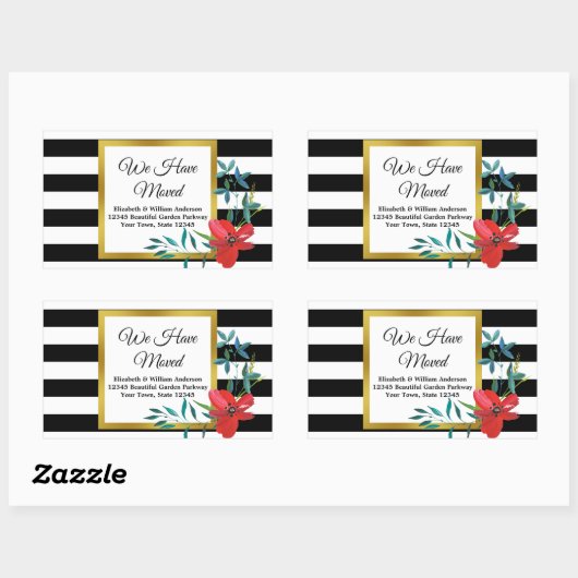 Ankündigung zum Schwarzweiß-Streifen Rechteckiger Aufkleber (Blatt)