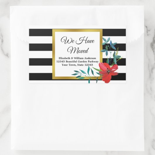 Ankündigung zum Schwarzweiß-Streifen Rechteckiger Aufkleber (Tasche)