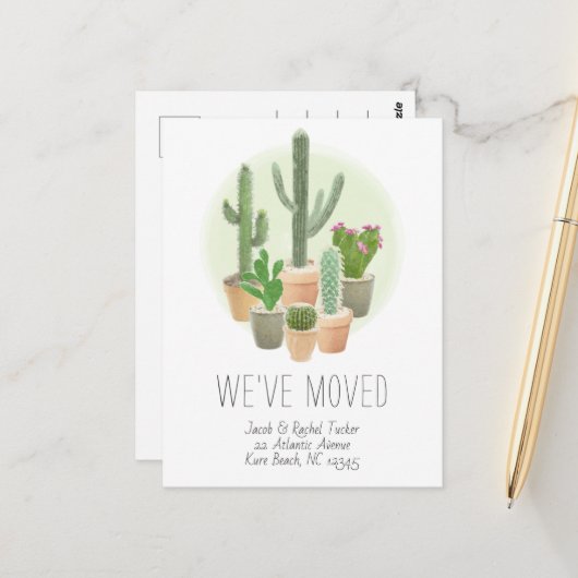 Ankündigung zum Umschalten der neuen Zuhause-Adres Postkarte (Vorderseite/Rückseite Beispiel)