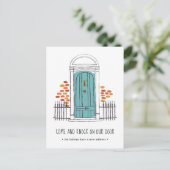 Ankündigung zum Umziehen der Blauen Tür (Stehend Vorderseite)