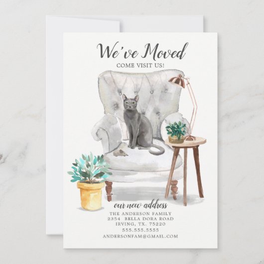 Ankündigung zum Umzug der Katze in Blue Russian (Vorderseite)