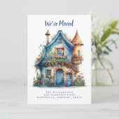 Ankündigung zum Umzug des niedlichen Blauen Hauses (Stehend Vorderseite)