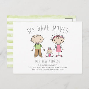 Ankündigung zum Umzug von niedlichen Strichmännche