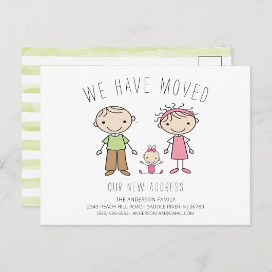 Ankündigung zum Umzug von niedlichen Strichmännche (Vorne/Hinten)