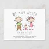 Ankündigung zum Umzug von niedlichen Strichmännche (Vorderseite)
