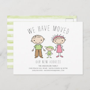 Ankündigung zum Umzug von niedlichen Strichmännche