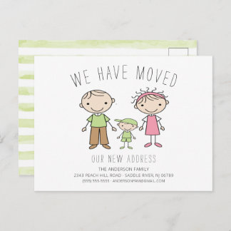 Ankündigung zum Umzug von niedlichen Strichmännche