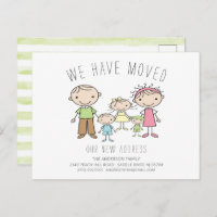 Ankündigung zum Umzug von niedlichen Strichmännche
