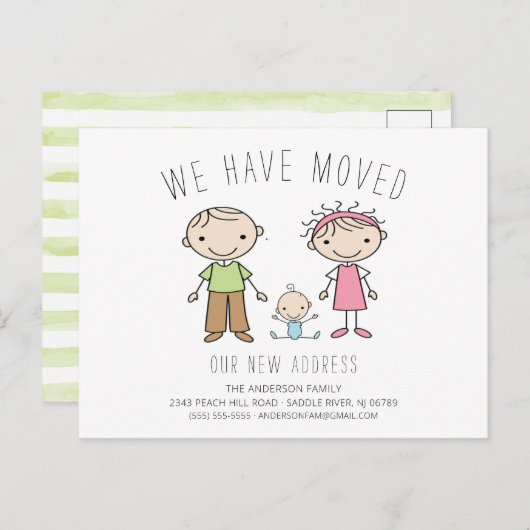 Ankündigung zum Umzug von niedlichen Strichmännche (Vorne/Hinten)