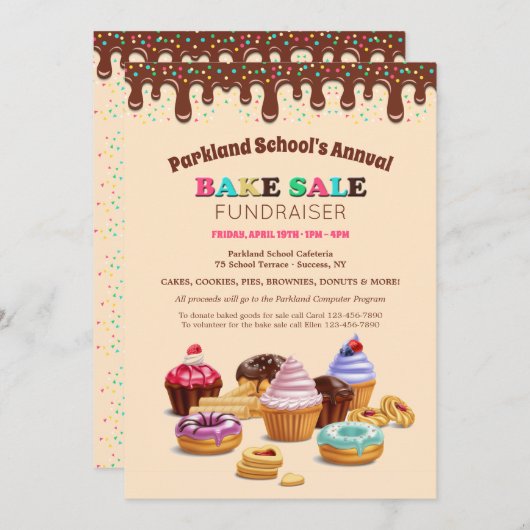 Ankündigung zum Verkauf von Kuchen (Vorne/Hinten)