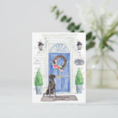 Ankündigung zum Verschieben eines schwarzen Labels Postkarte (Stehend Vorderseite)