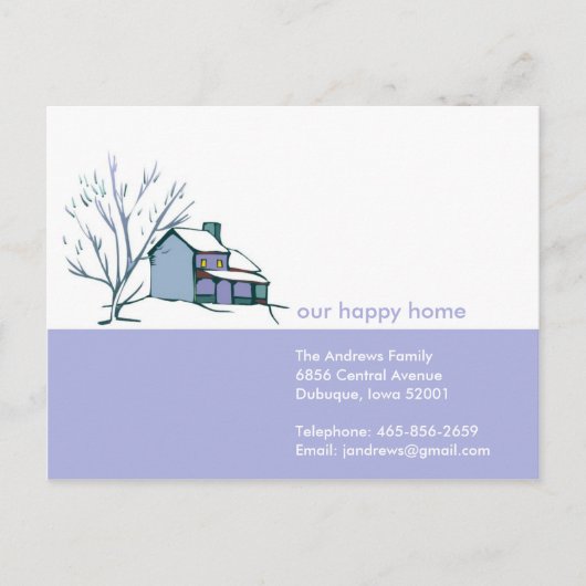 Ankündigung zum Winter-Zuhause-Verschieben (Vorderseite)