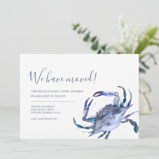 Ankündigung zur Änderung der Adresse Blue Crab Mov (Stehend Vorderseite)