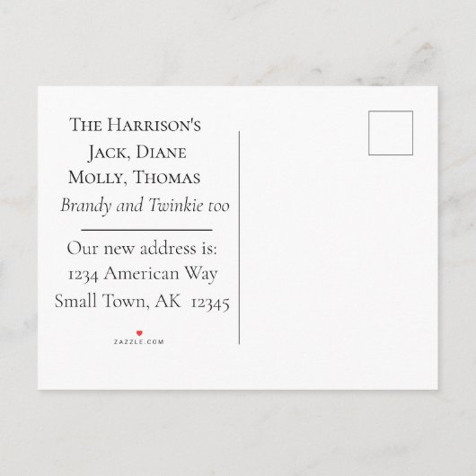 Ankündigung zur Änderung der Anschrift im Schwarze (Rückseite)