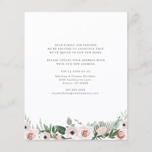 Ankündigung zur Änderung der Geschäftsanschrift (Rückseite)