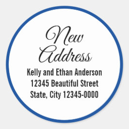 Ankündigung zur Ankündigung von "New Address Blue  Runder Aufkleber