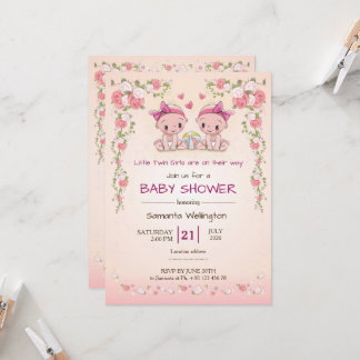 Ankündigung zur Babyparty für ZWEI Mädchen