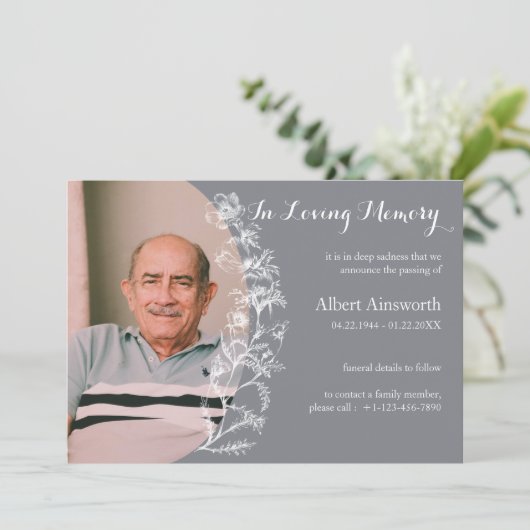 Ankündigung zur Beerdigung der Gray-Floral-Beerdig (Stehend Vorderseite)