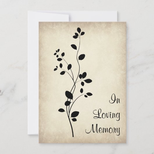 Ankündigung zur Beerdigung von Leafy Vine Design (Vorderseite)