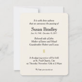 Ankündigung zur Beerdigung von White Peony Memoria (Rückseite)