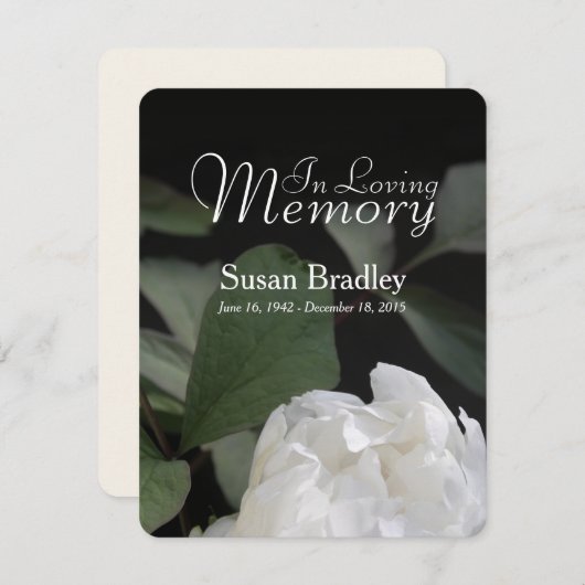 Ankündigung zur Beerdigung von White Peony Memoria (Vorne/Hinten)