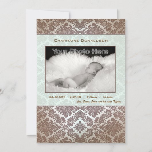 Ankündigung zur Geburt eines grünen Kindes (Vorderseite)