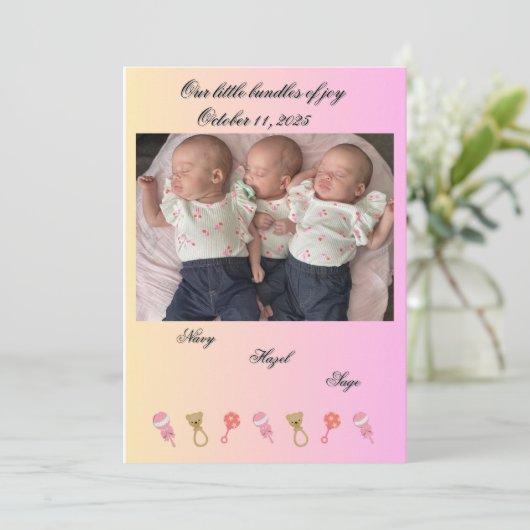 Ankündigung zur Geburt von Tripets (Stehend Vorderseite)