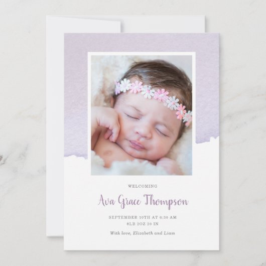 Ankündigung zur Geburt von Wasserfarben (Vorderseite)