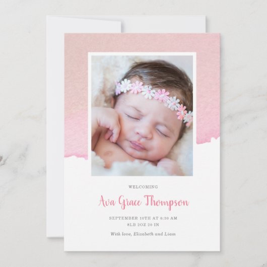 Ankündigung zur Geburt von Wasserfarben (Vorderseite)