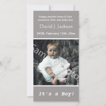 Ankündigung zur grauen Geburt eines Kindes. Fügen 