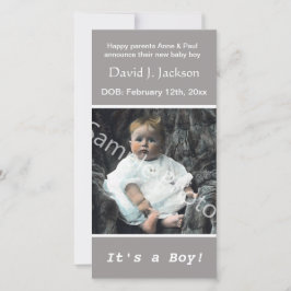 Ankündigung zur grauen Geburt eines Kindes. Fügen 