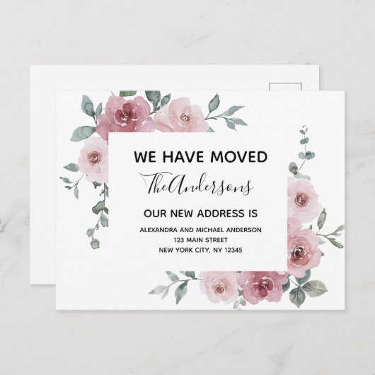 Ankündigung zur Haushaltsverschiebung Dusty Pink F Postkarte (Vorne/Hinten)