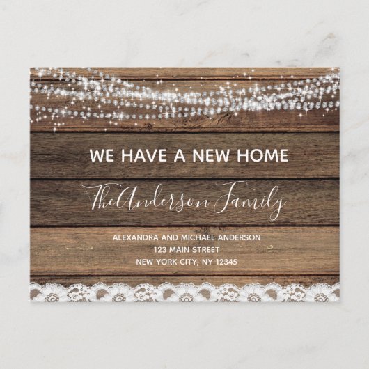 Ankündigung zur Haushaltsverschiebung Rustikales B Postkarte (Vorderseite)