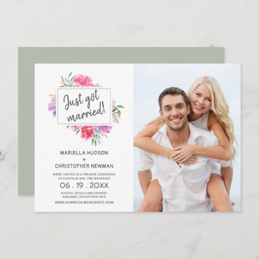 Ankündigung zur Hochzeit von Wasserfarben-Bouquet (Vorne/Hinten)