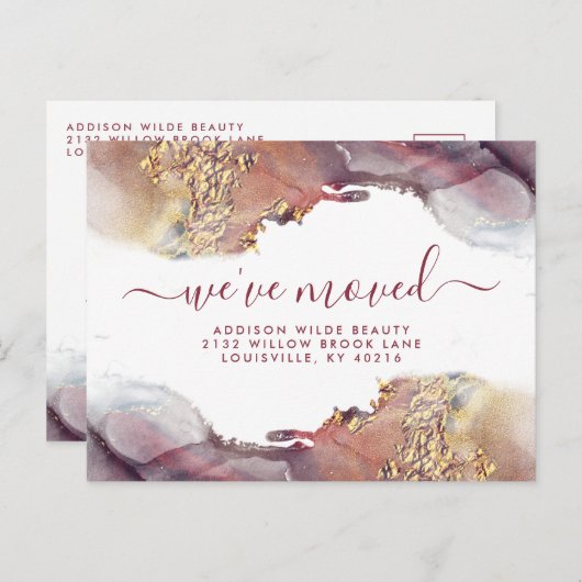 Ankündigung zur lila und goldenen Aquarellfärbung (Vorne/Hinten)