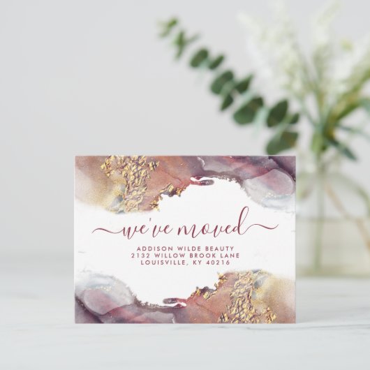 Ankündigung zur lila und goldenen Aquarellfärbung (Stehend Vorderseite)