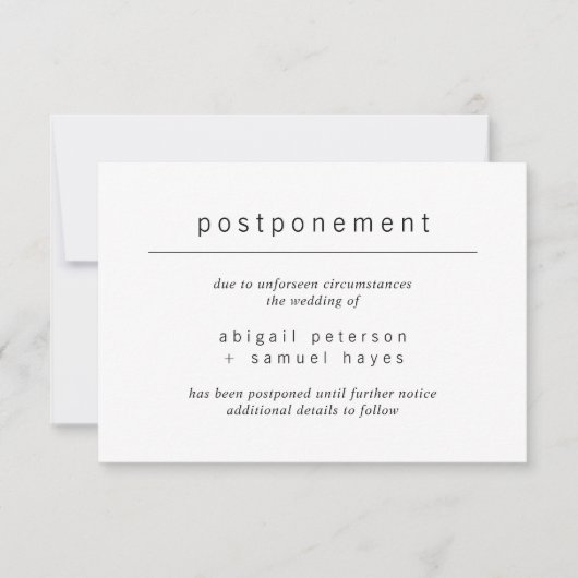 Ankündigung zur Minimalistischen Hochzeitverlänger (Vorderseite)