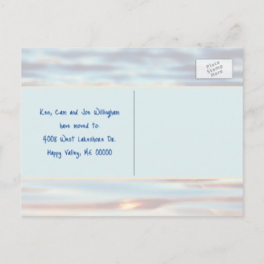 Ankündigung zur neuen Adresse am Lake Moving (Rückseite)