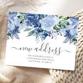 Ankündigung zur neuen Adresse Floral Dusty Blue Mo Postkarte