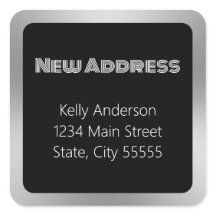 Ankündigung zur neuen Adresse Schwarz und Silber