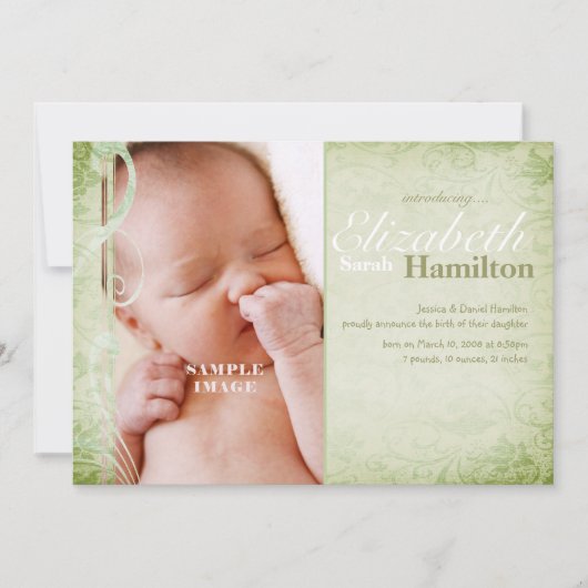 Ankündigung zur neutralen Geburt eines Kindes "Grü (Vorderseite)