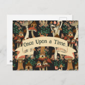 Ankündigung zur niedlichen Schwarzen Pilzreise Postkarte (Vorne/Hinten)